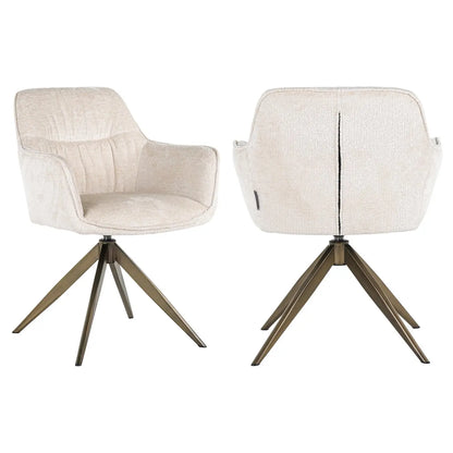 Dining chair Aline FR white chenille swivel fire retardant