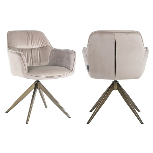 Dining chair Aline khaki velvet swivel fire retardant