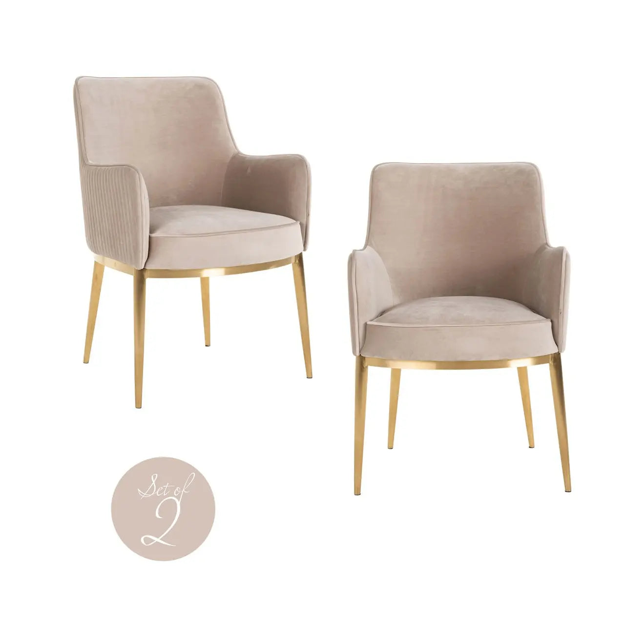 Dining chair Breeze khaki velvet fire retardant (Set of 2)