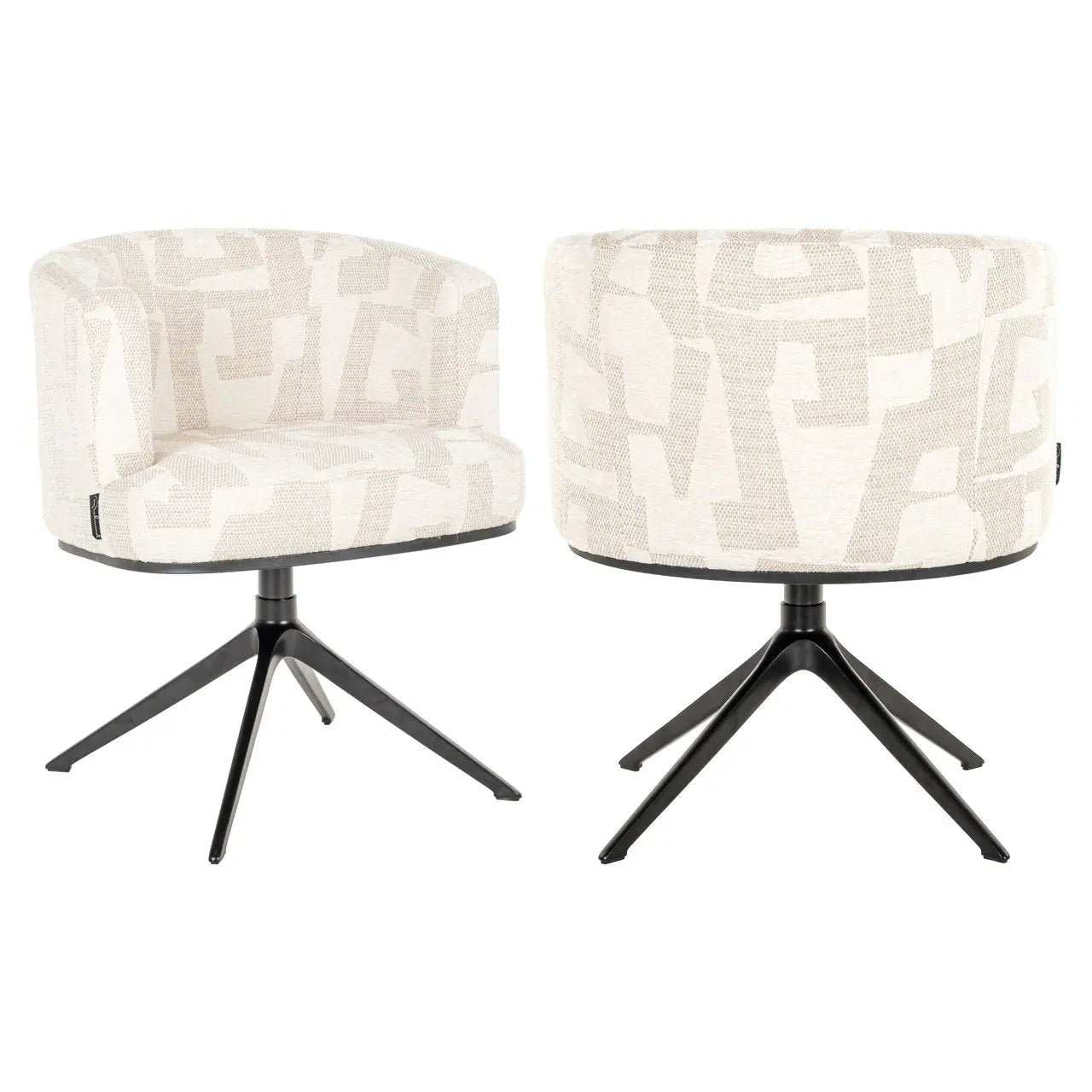 Dining chair Cheyenne beige graffic swivel