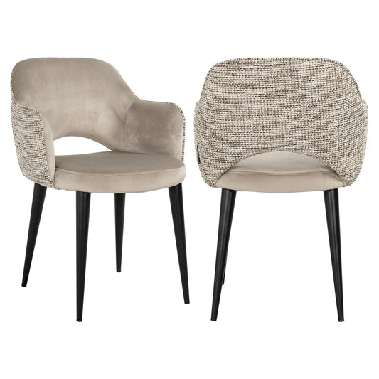 Dining chair Giovanna trendy nature / khaki velvet fire retardant