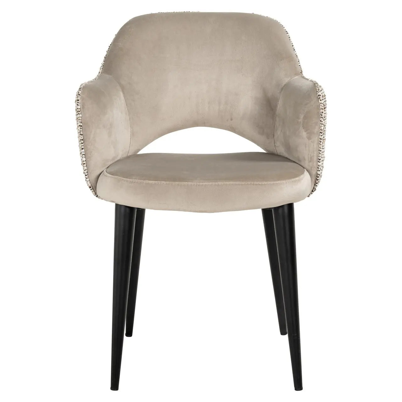 Dining chair Giovanna trendy nature / khaki velvet fire retardant