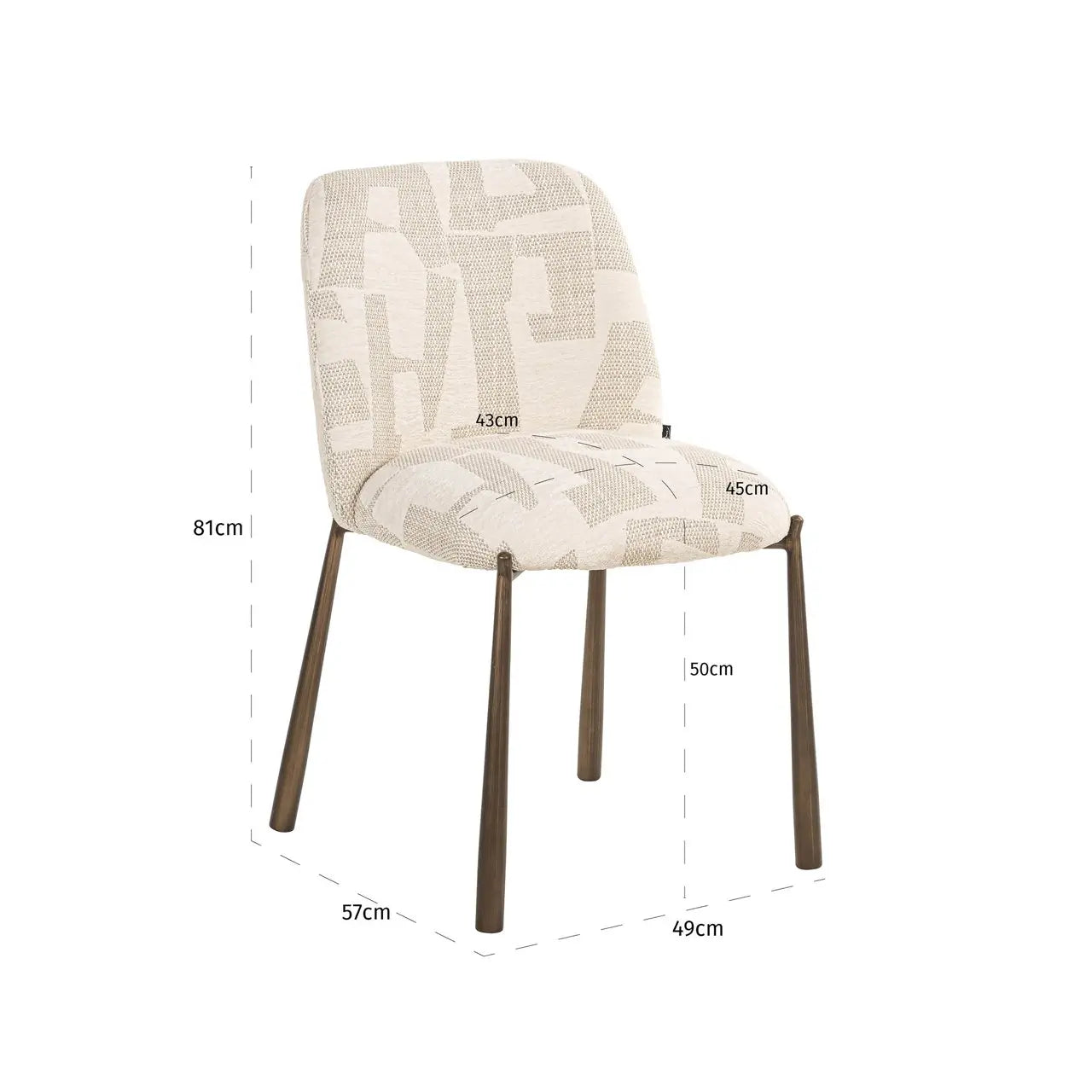 Dining chair Lana beige graffic (Set of 2)