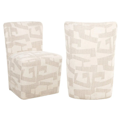 Dining chair Lorain beige graffic on wheels