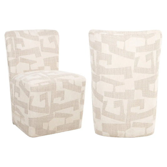 Dining chair Lorain beige graffic on wheels