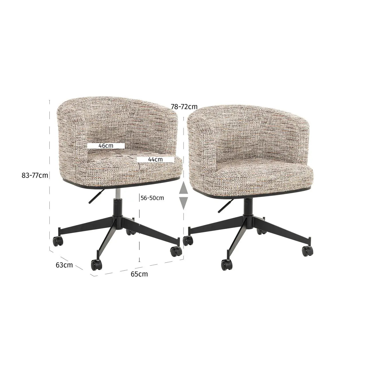 Dining chair Rochenne trendy nature swivel on wheels