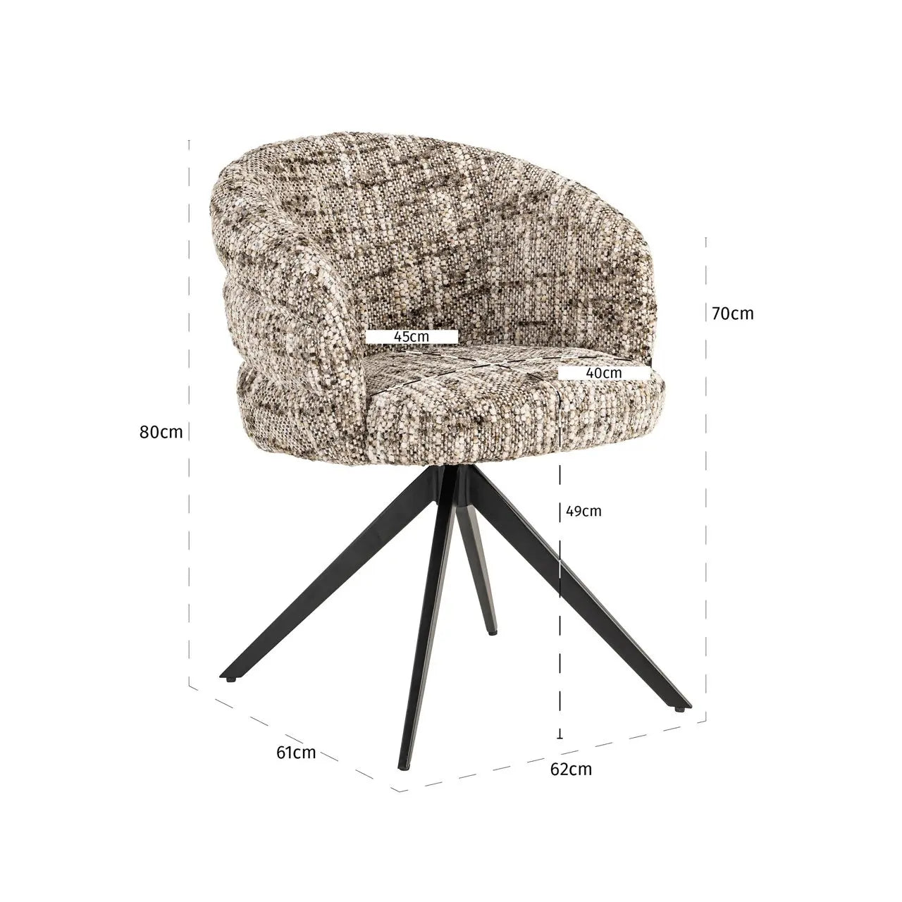 Dining chair Serenity brown omara swivel fire retardant