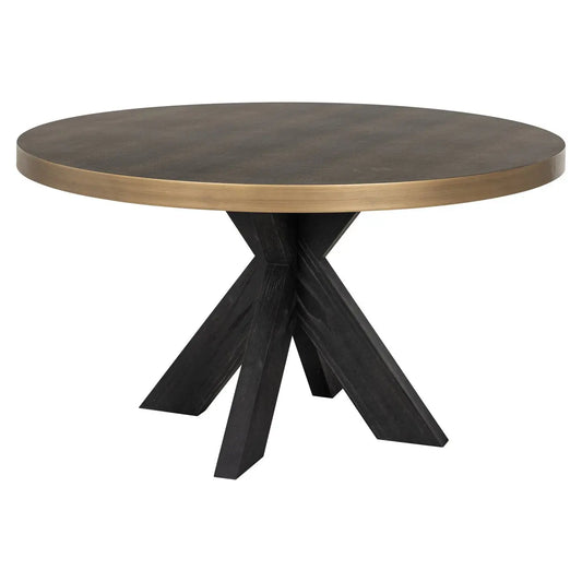 Dining table Bloomville black/gold incl. glass top 140Ø