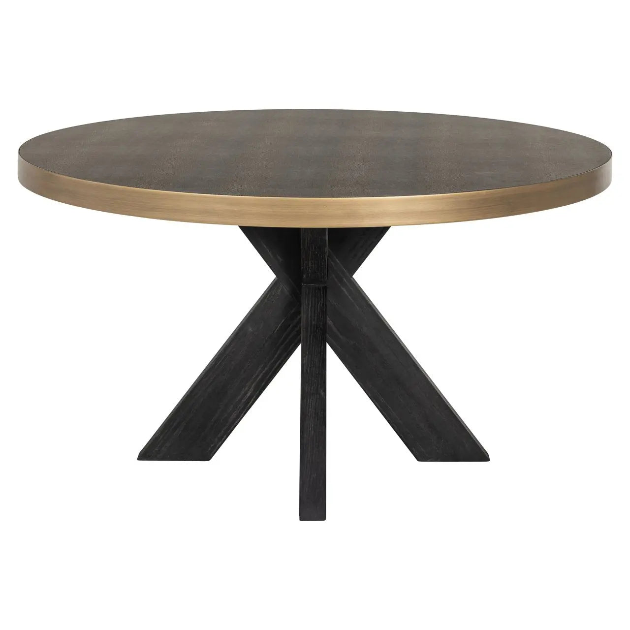 Dining table Bloomville black/gold incl. glass top 140Ø