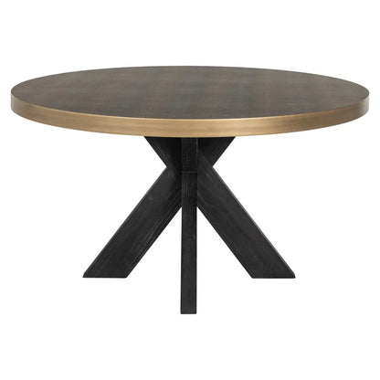 Dining table Bloomville black/gold incl. glass top 140Ø