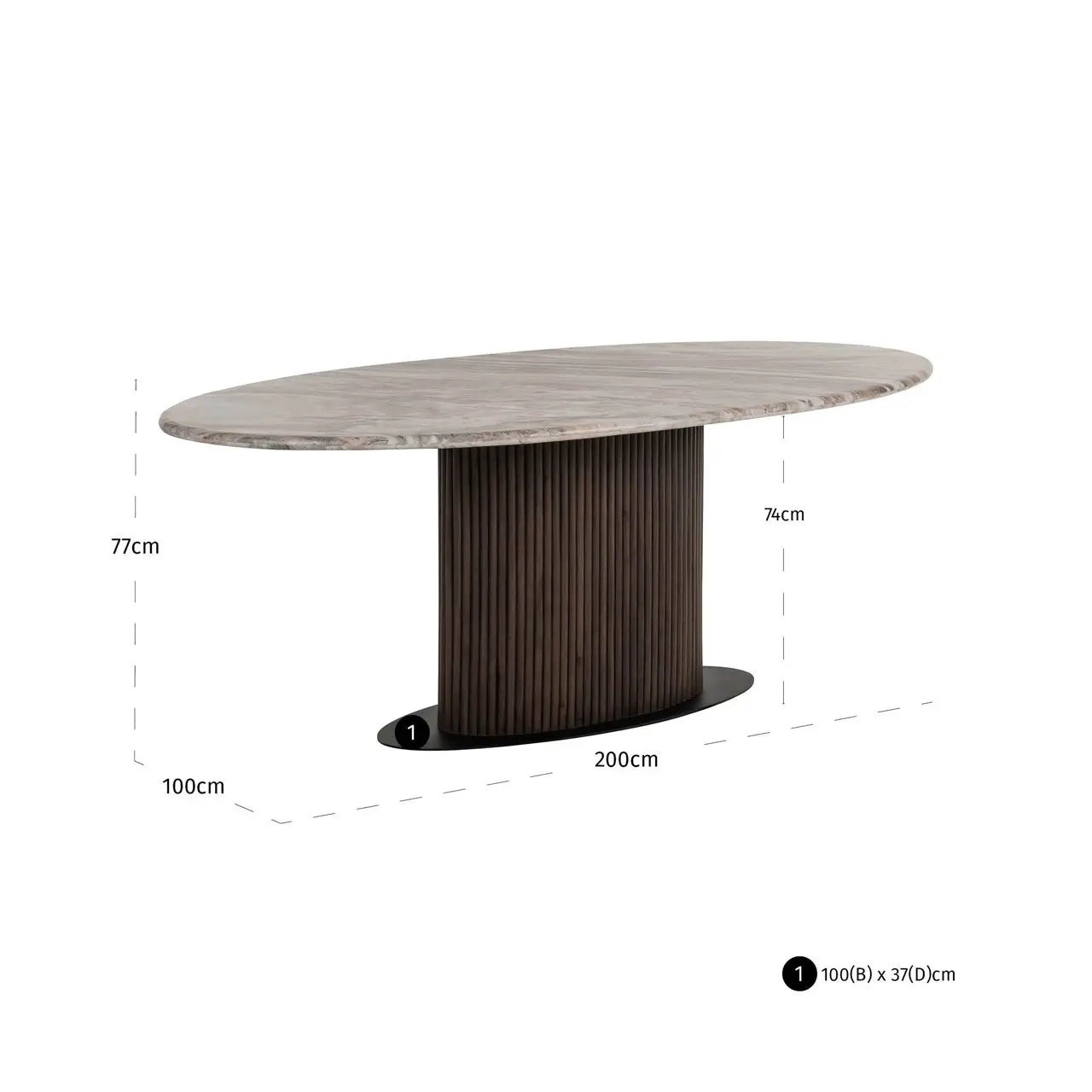 Dining table Rasford Blush beige oval 200