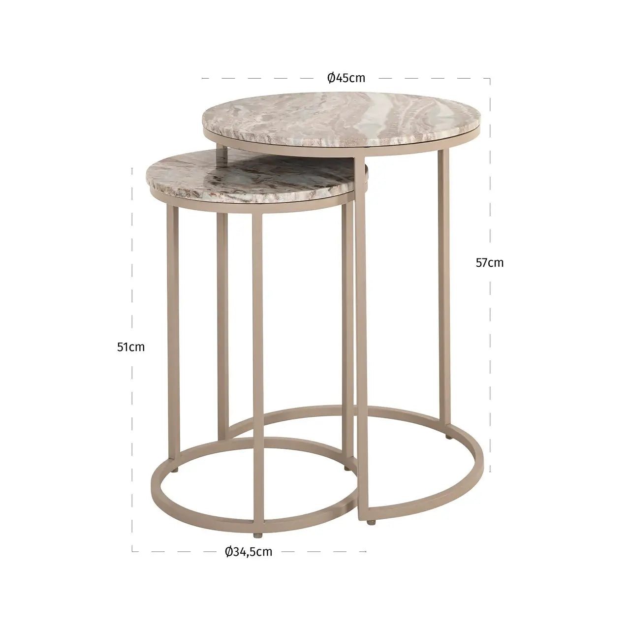 End table Fairfax Blush beige (Set of 2)