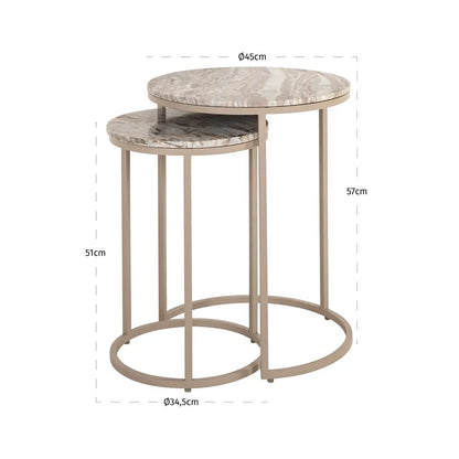 End table Fairfax Blush beige (Set of 2)