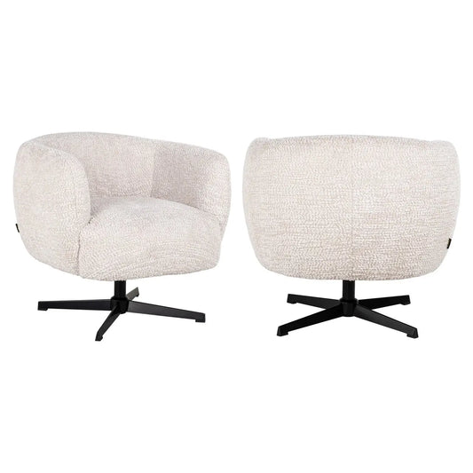 Lounge chair Estelle lovely cream swivel