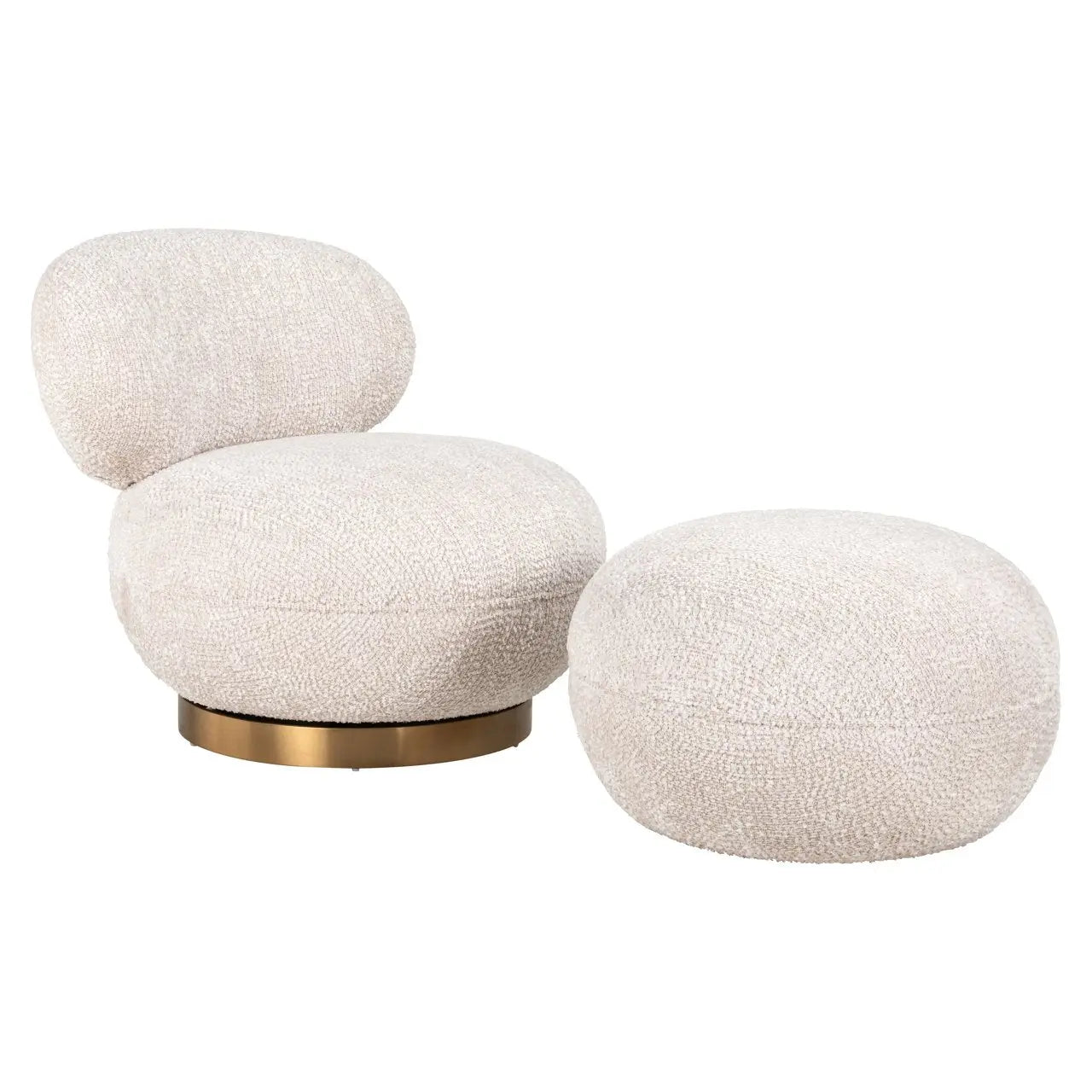Lounge chair Jace lovely cream swivel