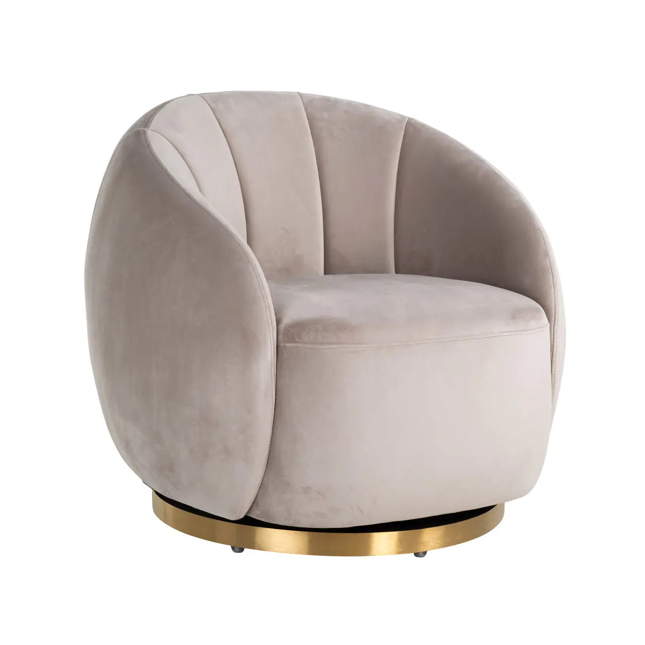 Lounge chair Jago khaki velvet swivel