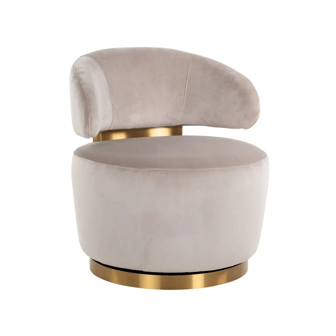 Lounge chair Maxime khaki velvet swivel