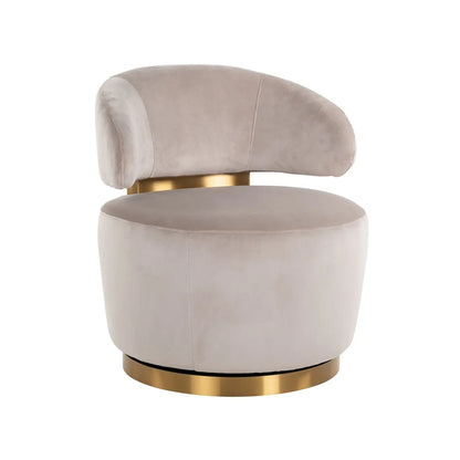 Lounge chair Maxime khaki velvet swivel