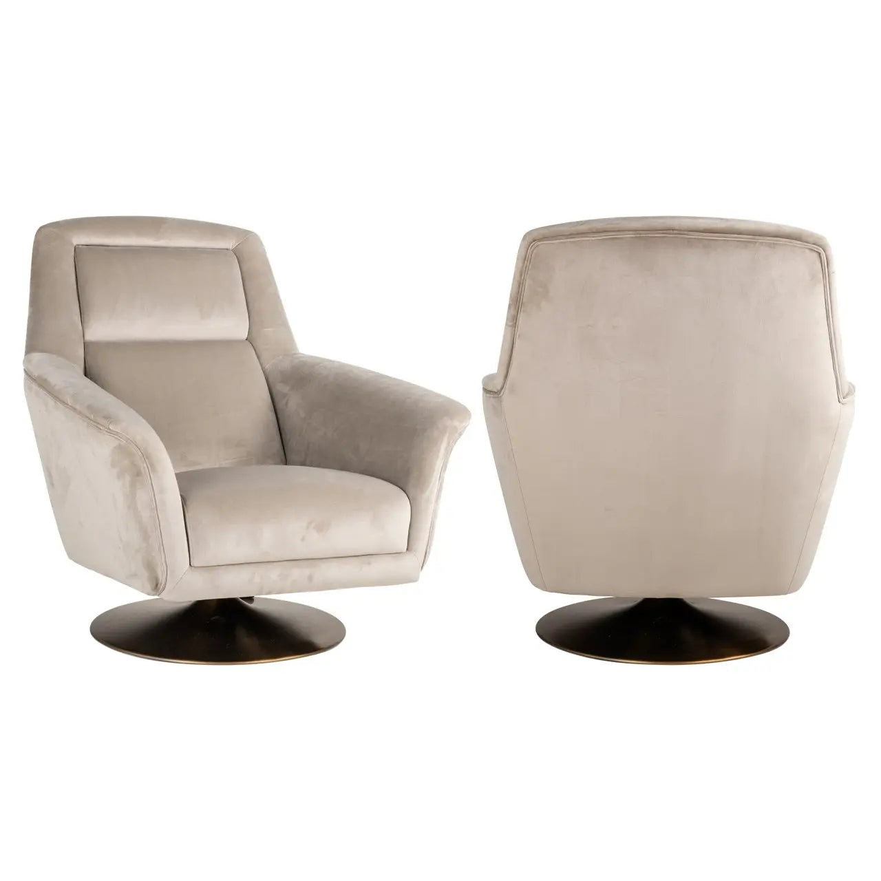 Lounge chair Nora khaki velvet swivel
