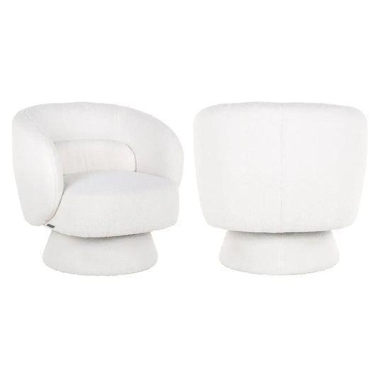 Lounge chair Senna white furry swivel