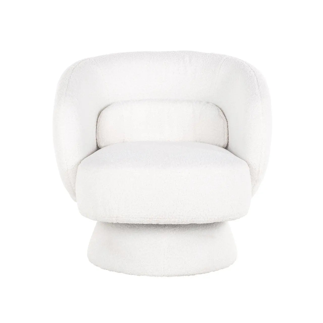 Lounge chair Senna white furry swivel