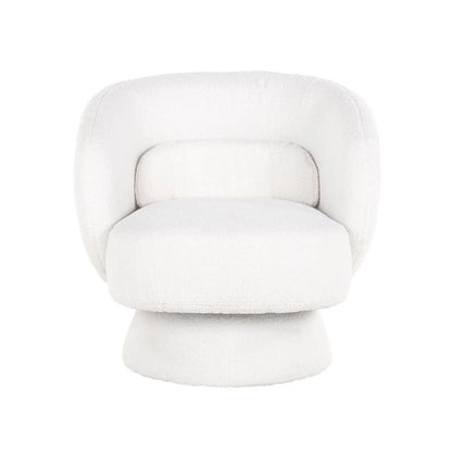Lounge chair Senna white furry swivel