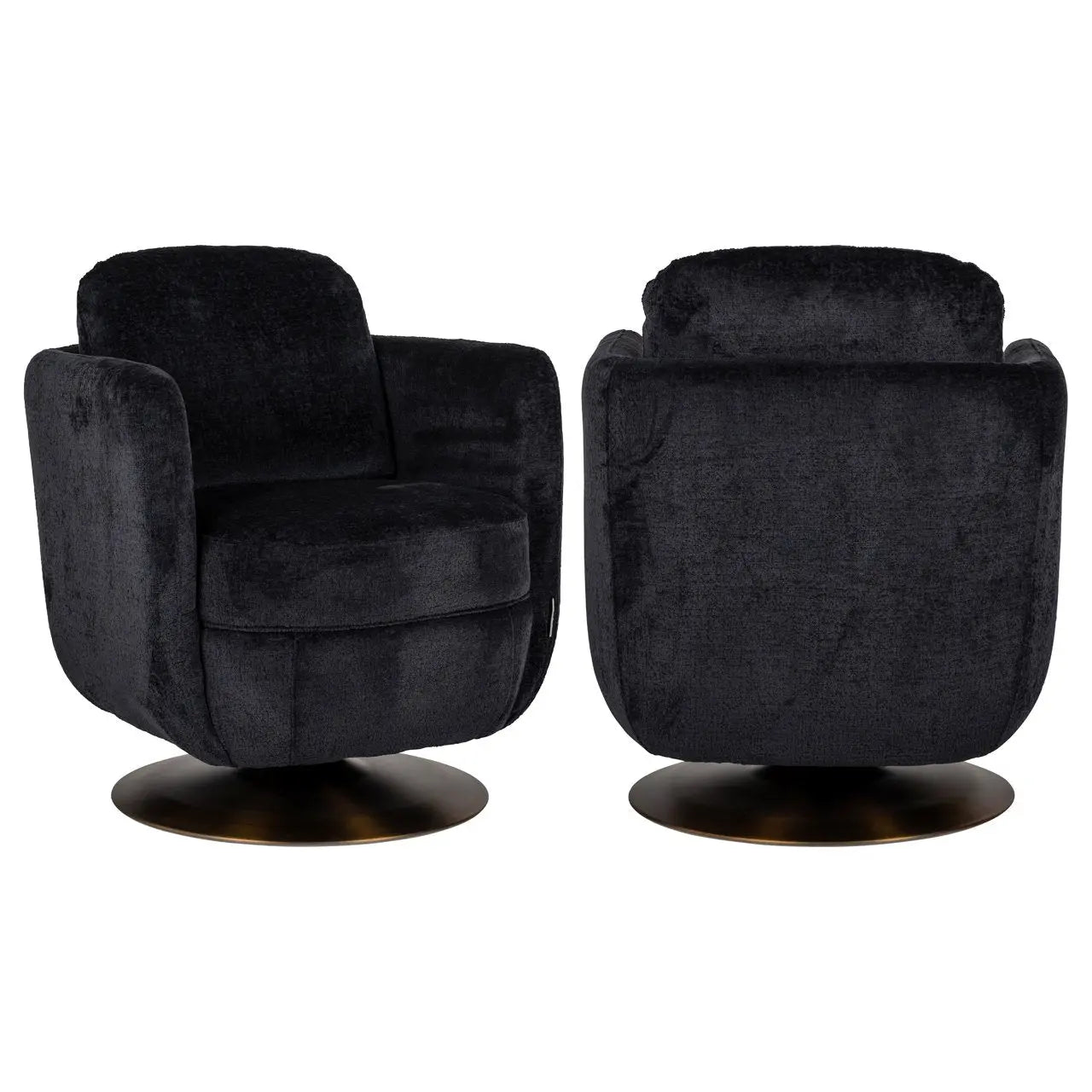 Lounge chair Turner black chenille swivel
