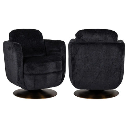 Lounge chair Turner black chenille swivel