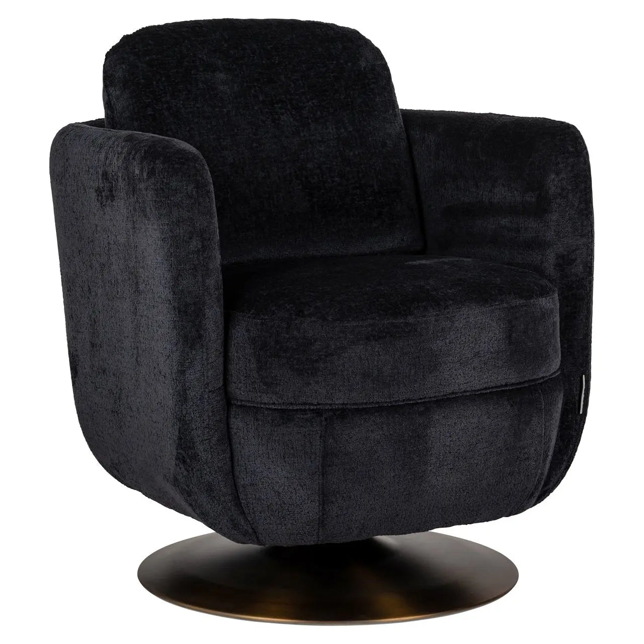 Lounge chair Turner black chenille swivel