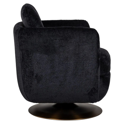 Lounge chair Turner black chenille swivel