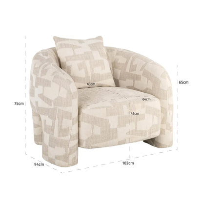 Lounge chair Tuscany beige graffic