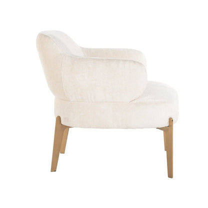 Lounge chair Venus white chenille