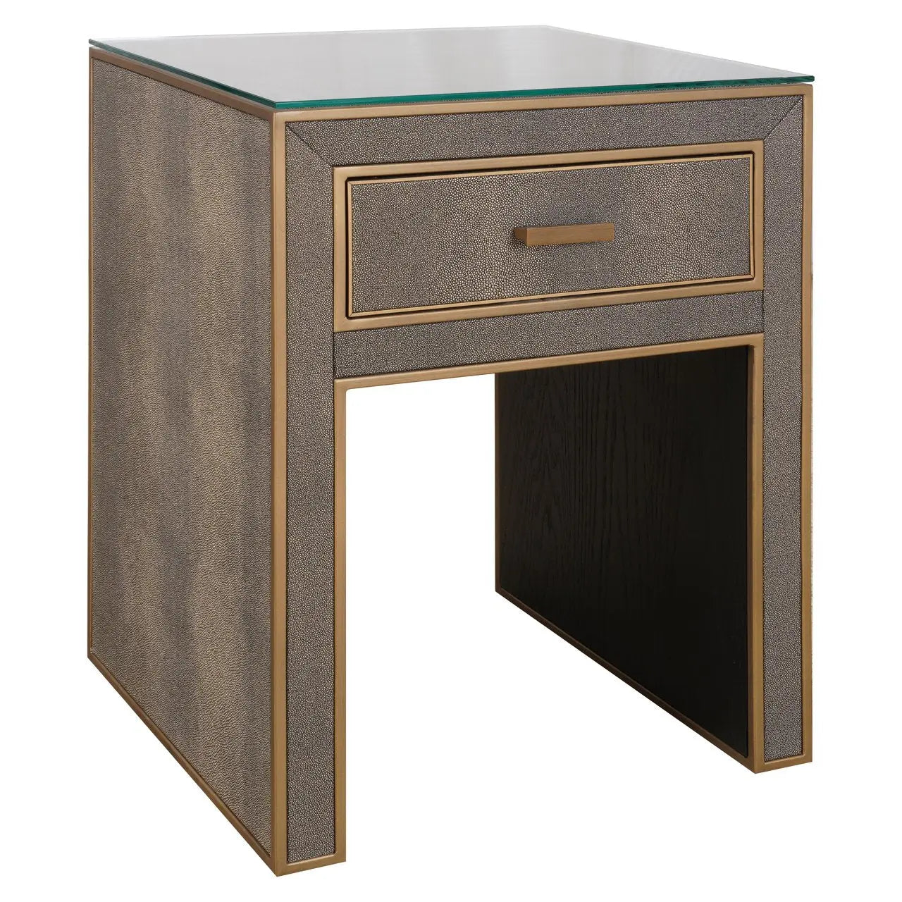 Nightstand Bloomville brown incl. glass top