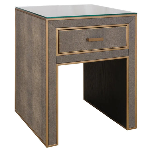 Nightstand Bloomville brown incl. glass top