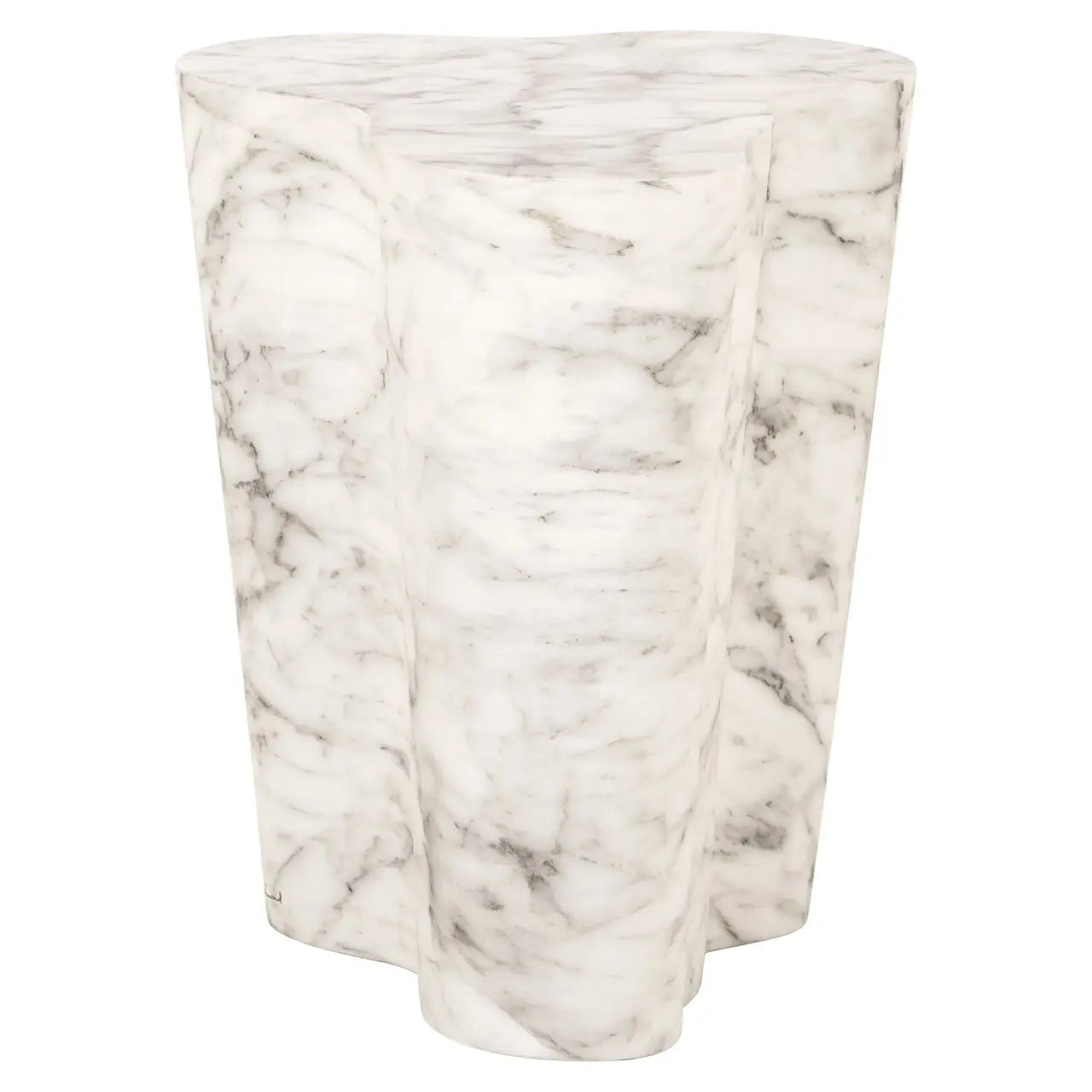 Outdoor end table Rockyard white marble look