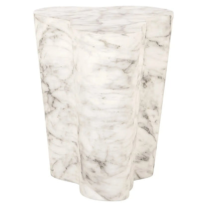 Outdoor end table Rockyard white marble look