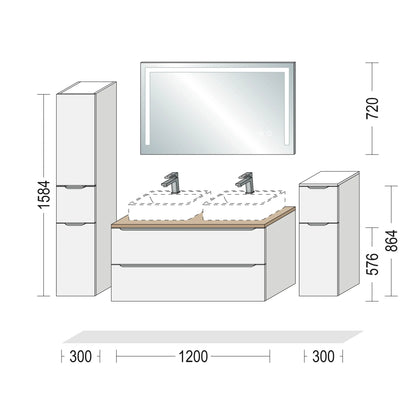 Pack Salle de bain BSET120-016 Hezioss Décoration