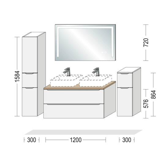 Pack Salle de bain BSET120-016 Hezioss Décoration