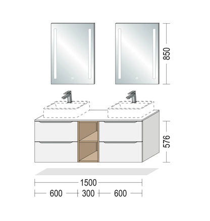 Pack Salle de bain BSET150-002 Hezioss Décoration