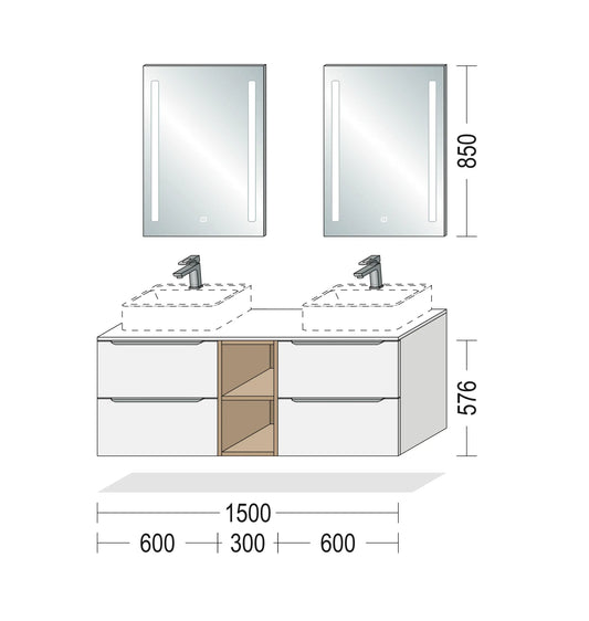 Pack Salle de bain BSET150-002 Hezioss Décoration