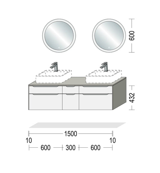 Pack Salle de bain BSET150-003 Hezioss Décoration
