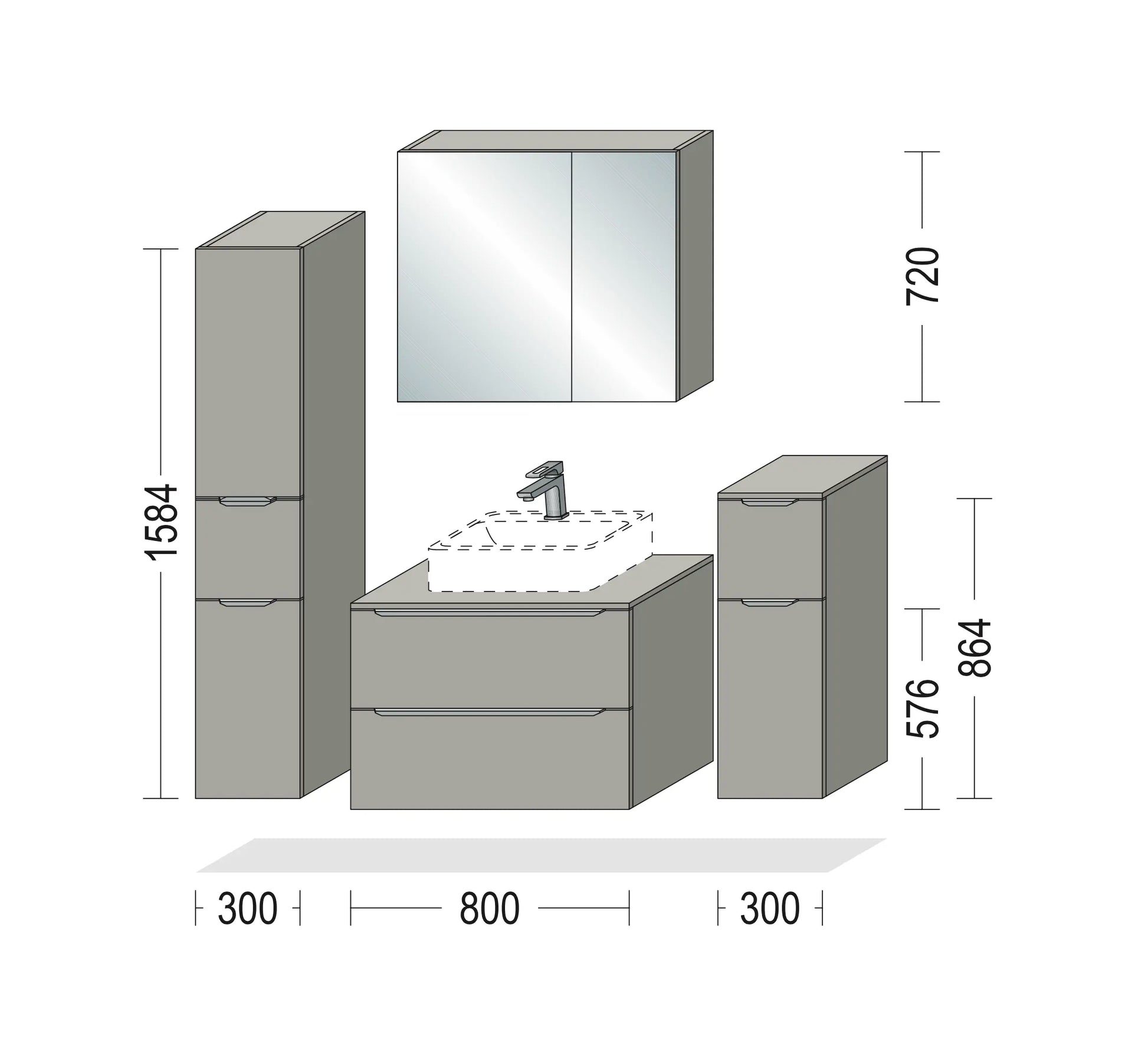 Pack Salle de bain BSET80-007 Hezioss Décoration