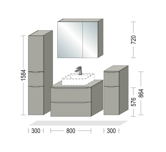 Pack Salle de bain BSET80-007 Hezioss Décoration