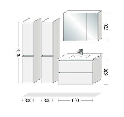 Pack Salle de bain NBSET90-003 Hezioss Décoration