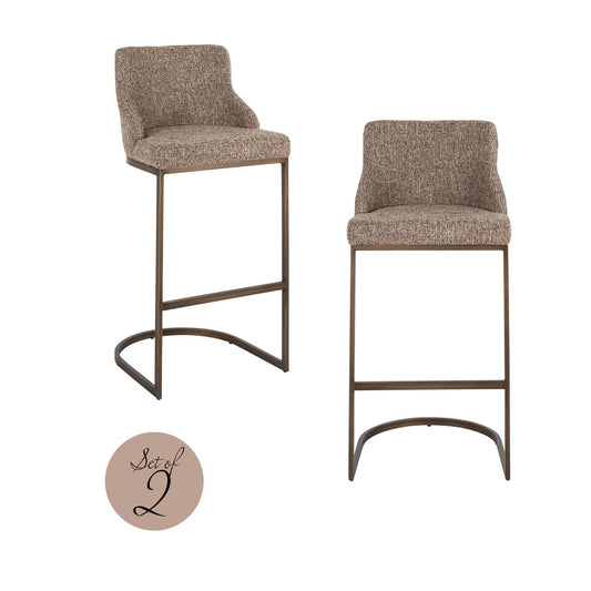 Bar stool Bolton brown tweed (Set of 2)