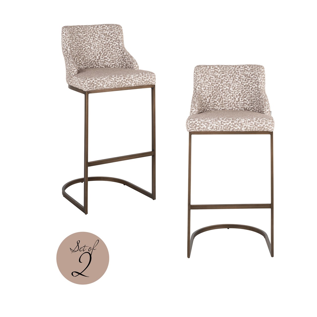 Bar stool Bolton natural geo (Set of 2)