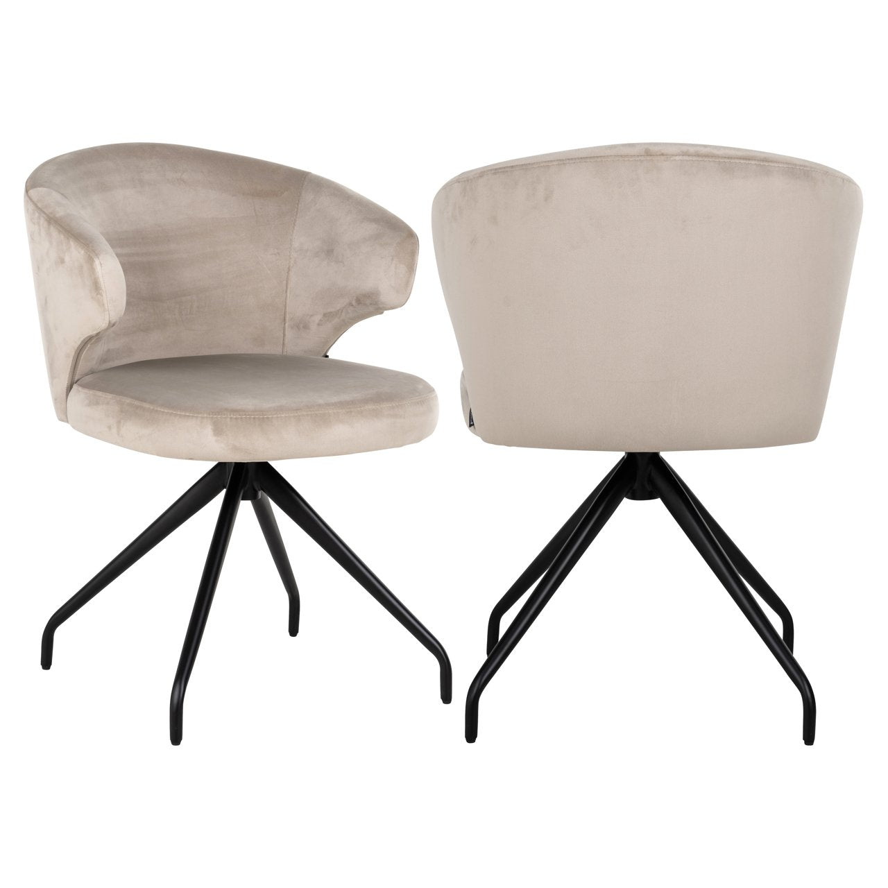 Dining chair Milly khaki velvet swivel