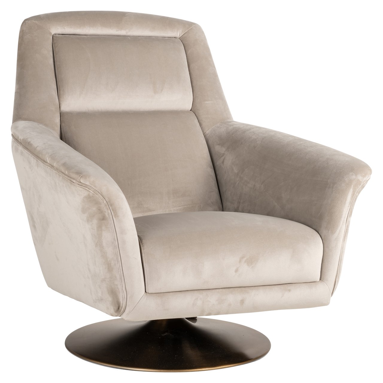 Lounge chair Nora khaki velvet swivel