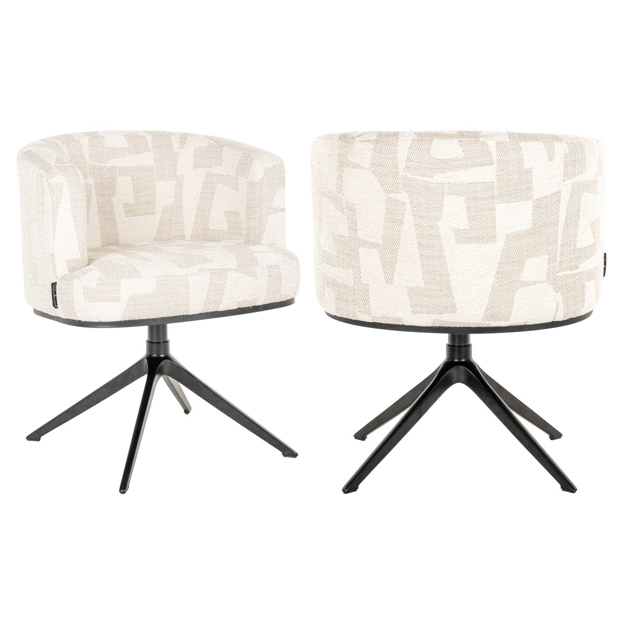 Dining chair Cheyenne beige graffic swivel