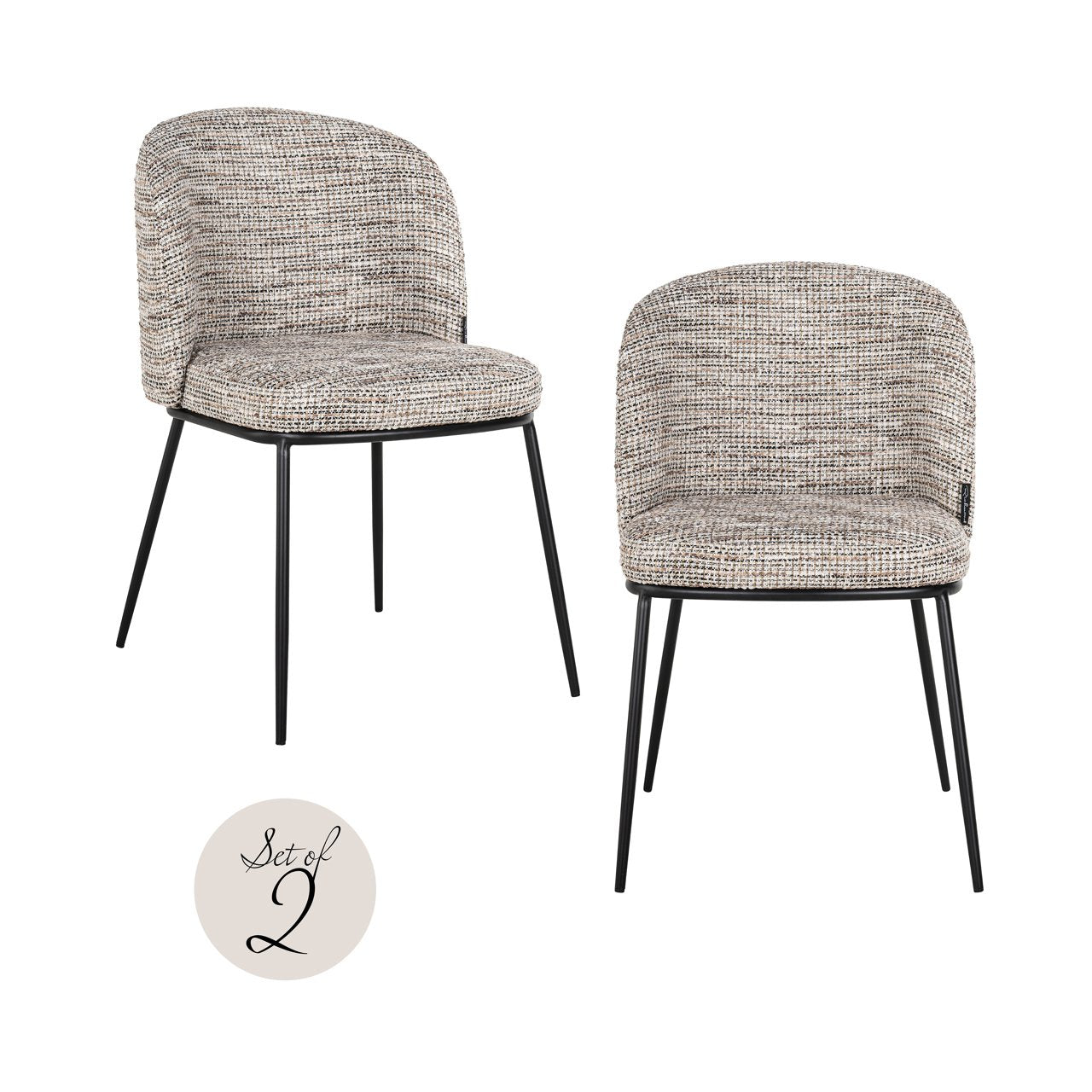 Dining chair Elvi trendy nature fire retardant (Set of 2)